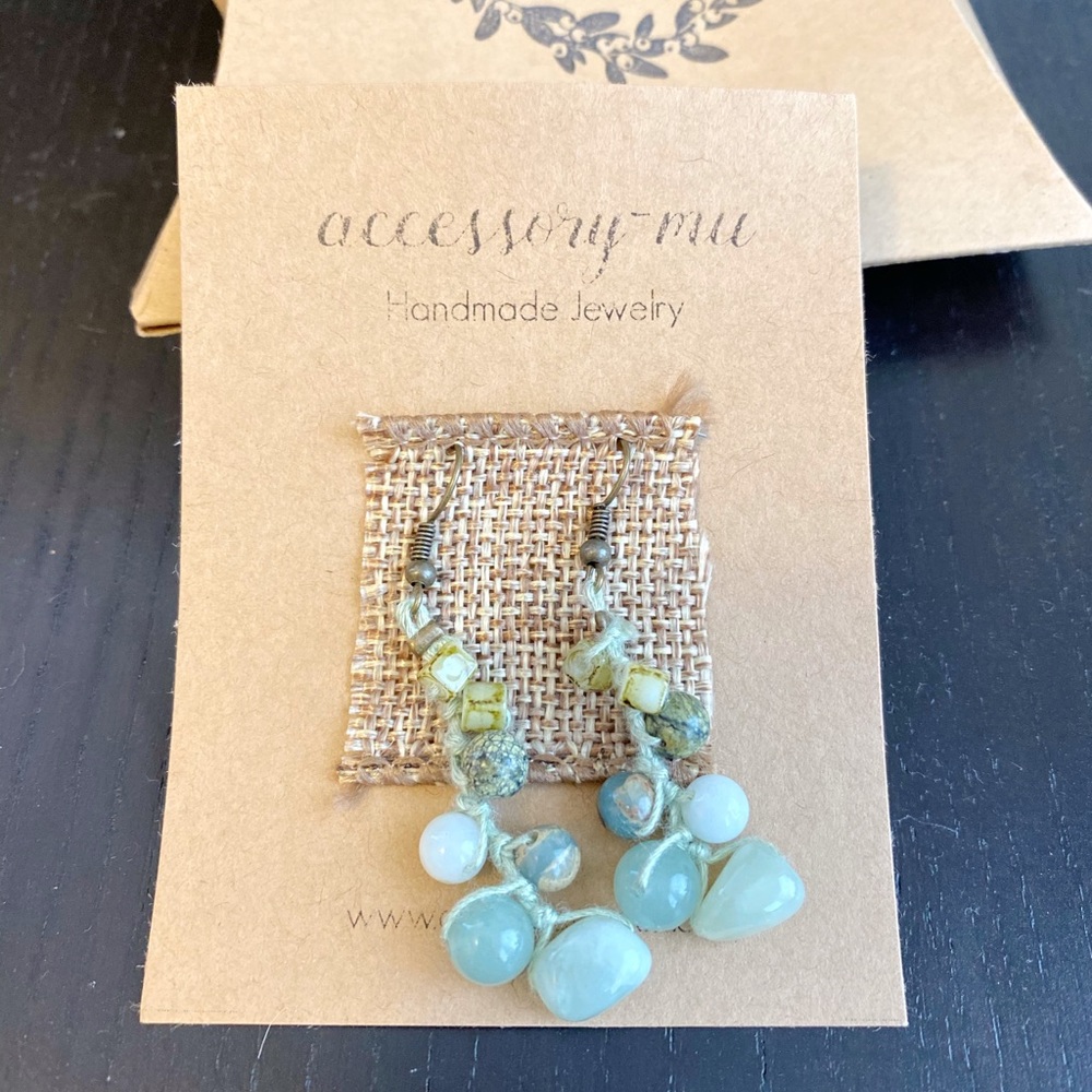 Handmade earrings stone art - Picture 1 of 3